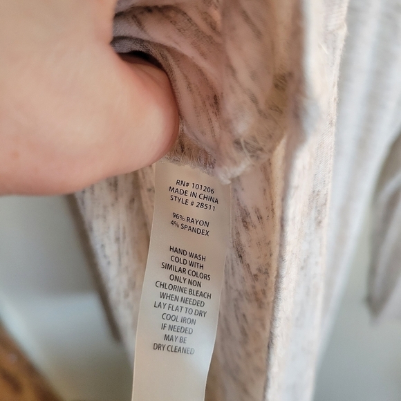 SOFT Surroundings Long Sleeve Tunic Front Twist Heather Off White Stretch Large - Picture 8 of 8